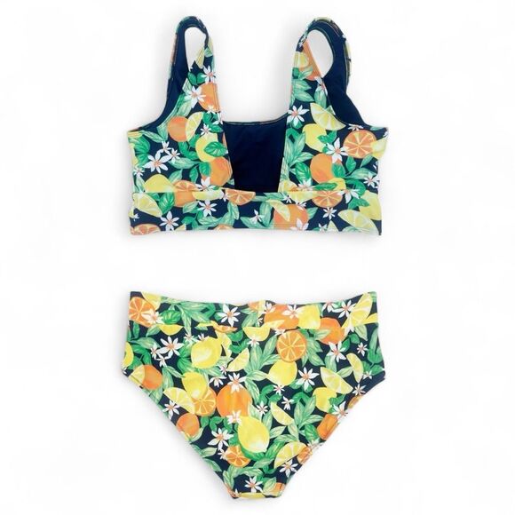 Old Navy Bikini Set Citrus Fruit Print High Waist Bottom Scoop Back Top Size XL - Picture 2 of 15